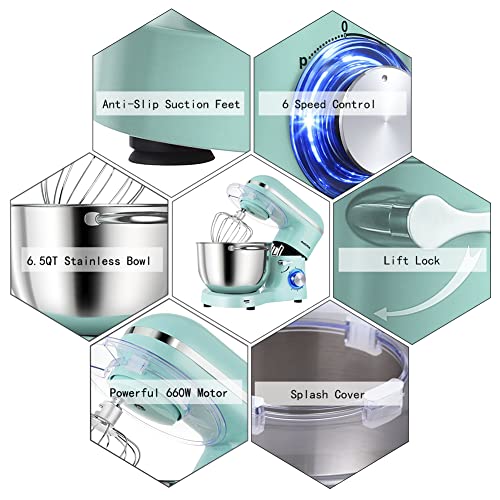 Aucma Kitchen Stand Mixer with 6-Speed Tilt-Head