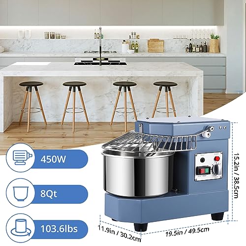 Garvee 8Qt Commercial Dough Mixer, Dual Rotating 450W
