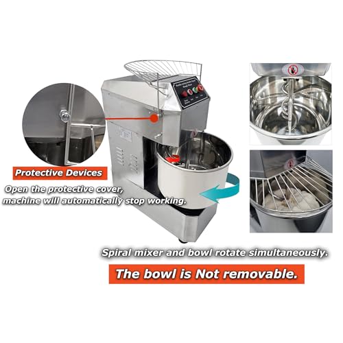 Commercial Electric Dough Mixer with Double Action Spiral Mixing