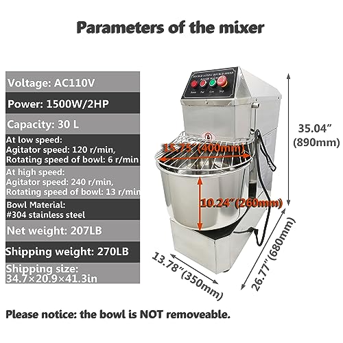 Commercial Electric Dough Mixer with Double Action Spiral Mixing