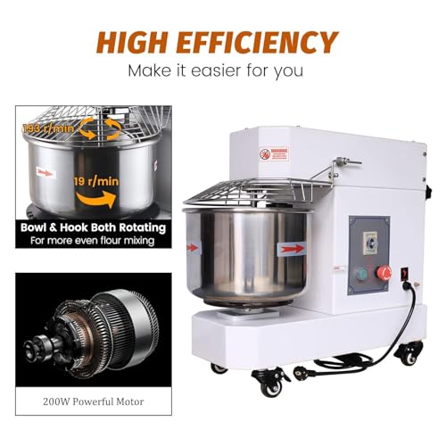 5 Qt Commercial Dough Mixer with Spiral Stand
