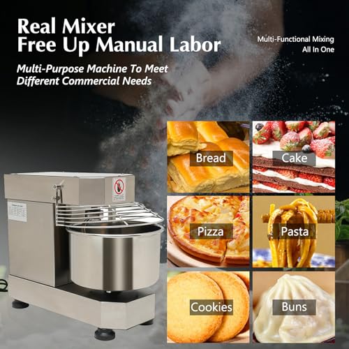 10.5Qt Commercial Food Mixer with Dual Rotating Dough