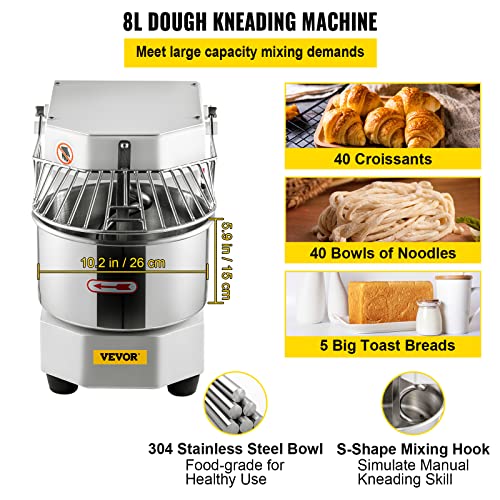 VEVOR Commercial Food Mixer - 8.5Qt, 450W Dual Rotating