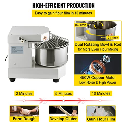 VEVOR Commercial Food Mixer - 8.5Qt, 450W Dual Rotating