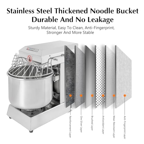 10.5Qt Spiral Mixer 1000W Dual Rotating Dough Kneading