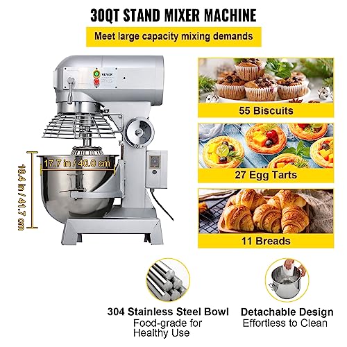 Commercial 30Qt Food Mixer with Timing Function
