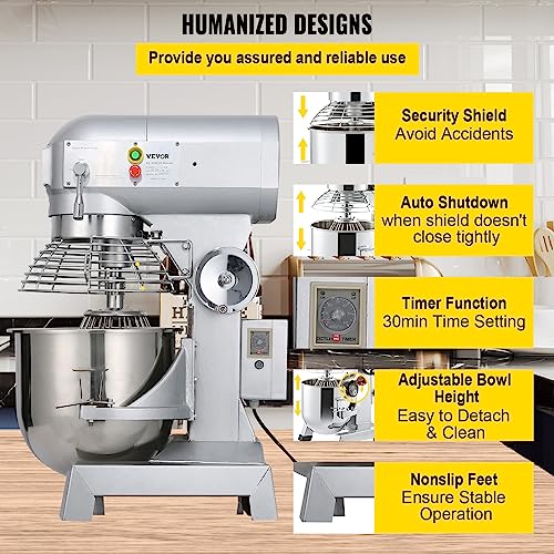 Commercial 30Qt Food Mixer with Timing Function