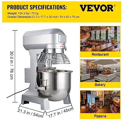 Commercial 30Qt Food Mixer with Timing Function