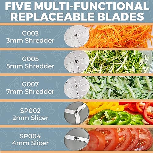 Tartle Kitchen Commercial Food Processor - 550W Vegetable Slicer