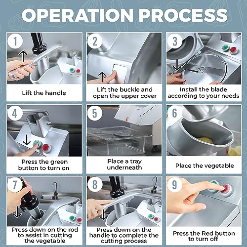 Tartle Kitchen Commercial Food Processor - 550W Vegetable Slicer