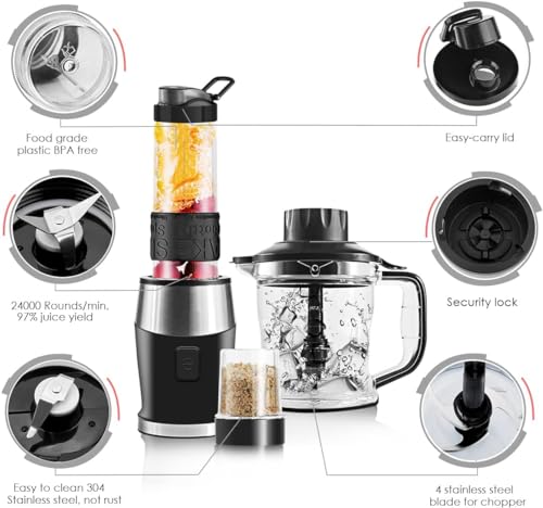 700W Electric Blender Mixer Grinder Food Processor Combo