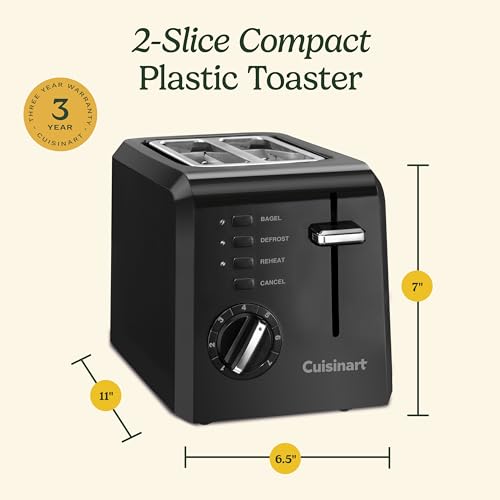 Cuisinart 2-Slice Compact Plastic Toaster, Black