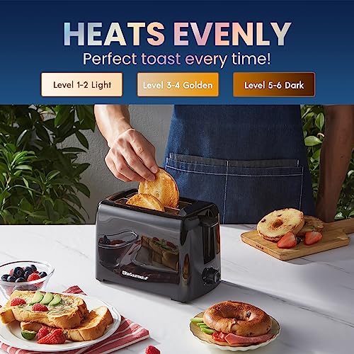Elite Gourmet ECT1027B Cool Touch Toaster with 6 Temp Settings