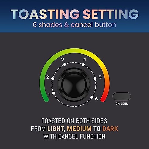 Elite Gourmet ECT1027B Cool Touch Toaster with 6 Temp Settings