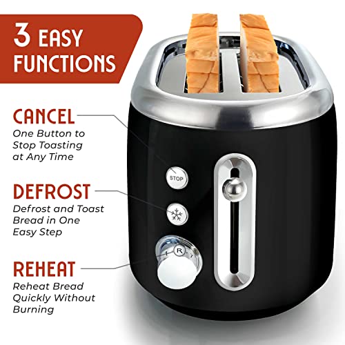 Mueller 2-Slice Retro Toaster: 7 Browning Levels, Stainless Steel