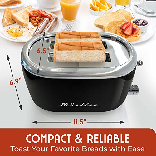 Mueller 2-Slice Retro Toaster: 7 Browning Levels, Stainless Steel