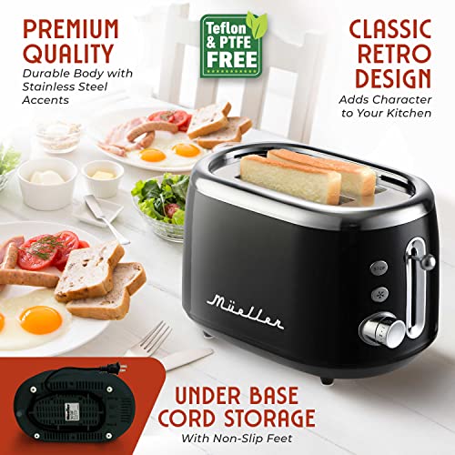 Mueller 2-Slice Retro Toaster: 7 Browning Levels, Stainless Steel