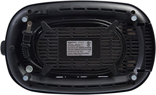 Amazon Basics 2-Slice Toaster - 6 Shade Settings, Black/Silver