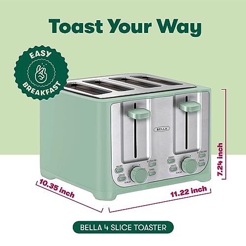 BELLA 4 Slice Toaster - Wide Slots, Removable Tray