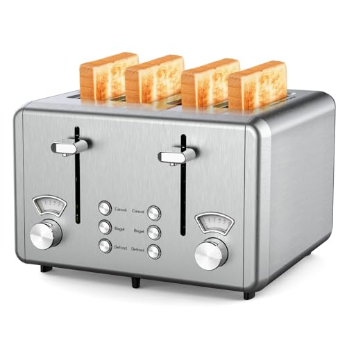 WHALL Stainless Steel Toaster: 6 Shade Settings, Bagel/Defrost/Cancel