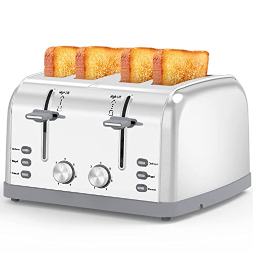 Stainless Steel 4-Slice Retro Toaster - 7 Shade Settings