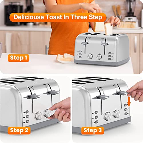 Stainless Steel 4-Slice Retro Toaster - 7 Shade Settings