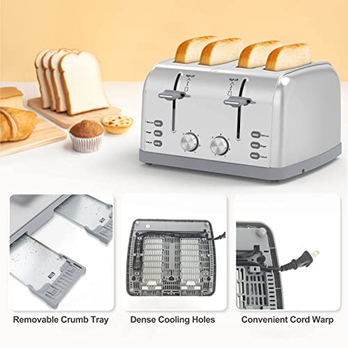 Stainless Steel 4-Slice Retro Toaster - 7 Shade Settings