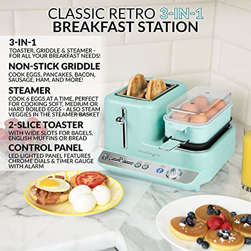 Nostalgia Retro 3-in-1 Breakfast Station: Toaster, Griddle, Egg Cooker
