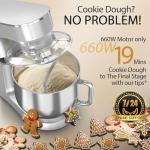 COOKLEE 9.5 Qt. Electric Stand Mixer, 660W Silver