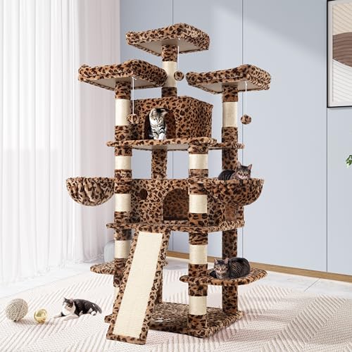68" Large Cat Tree with Condo and Scratching Post