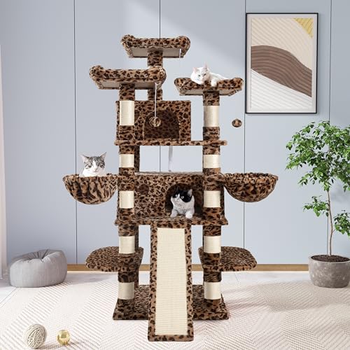 68" Large Cat Tree with Condo and Scratching Post