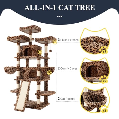 68" Large Cat Tree with Condo and Scratching Post