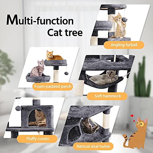 62.2" Cat Tree Tower Condo with Hammock & Perch