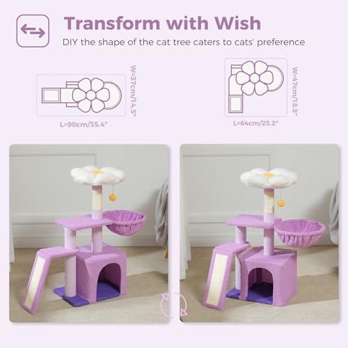 Flower Cat Tree for Indoor Cats, Small, Purple