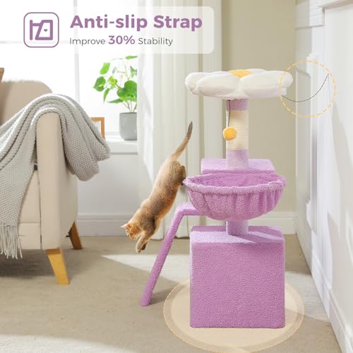 Flower Cat Tree for Indoor Cats, Small, Purple