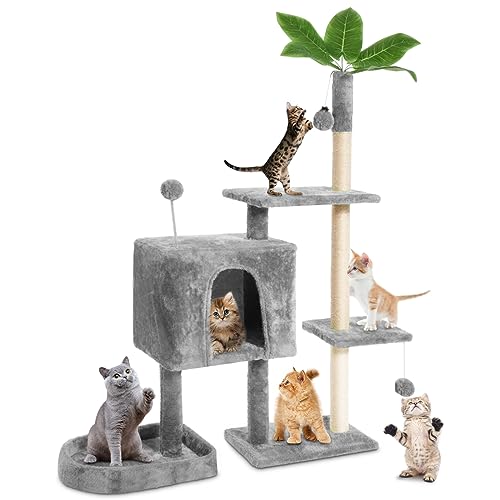 52" Green Leaf Cat Tree Tower for Indoor Cats