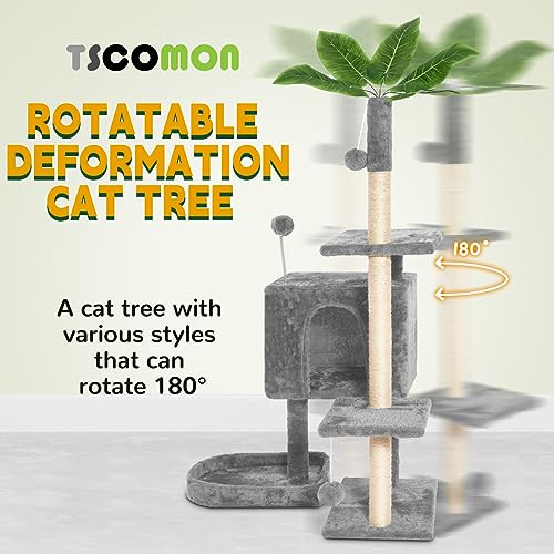 52" Green Leaf Cat Tree Tower for Indoor Cats