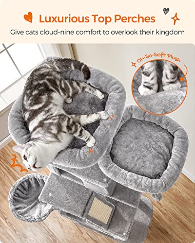 Large Multi-Level Cat Tower with Scratching Posts and Caves