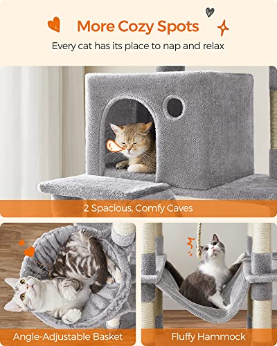 Large Multi-Level Cat Tower with Scratching Posts and Caves