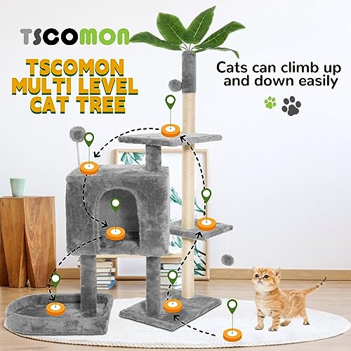 52" Green Leaf Cat Tree Tower for Indoor Cats