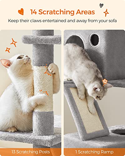 Large Multi-Level Cat Tower with Scratching Posts and Caves