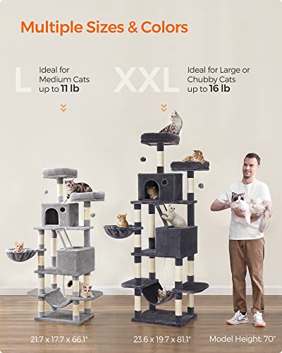 Large Multi-Level Cat Tower with Scratching Posts and Caves