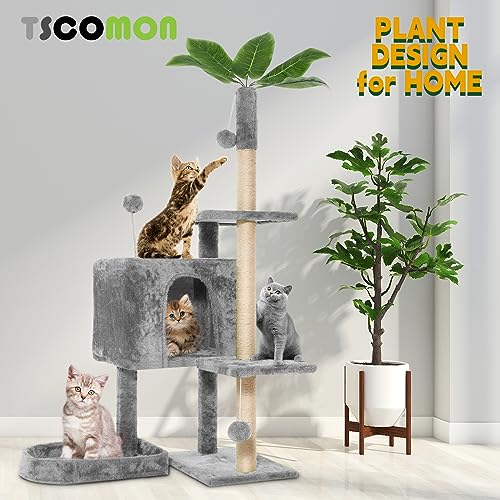 52" Green Leaf Cat Tree Tower for Indoor Cats