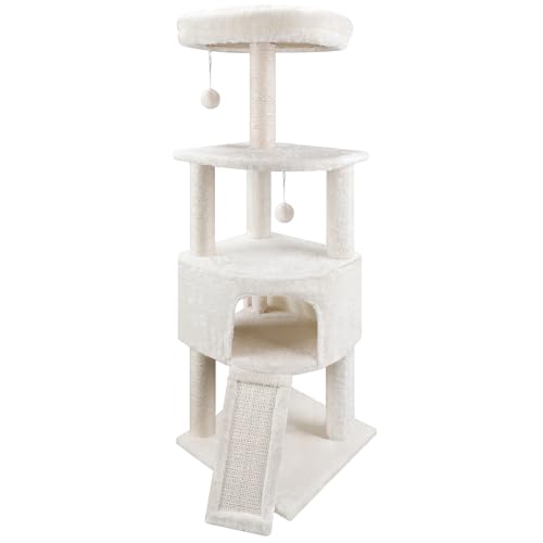 Beige 45in Cat Tree Tower with Condo & Hanging Bed