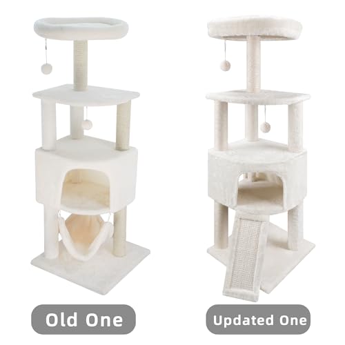 Beige 45in Cat Tree Tower with Condo & Hanging Bed
