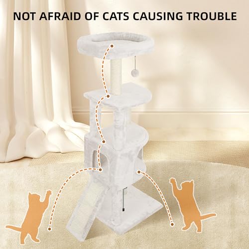 Beige 45in Cat Tree Tower with Condo & Hanging Bed