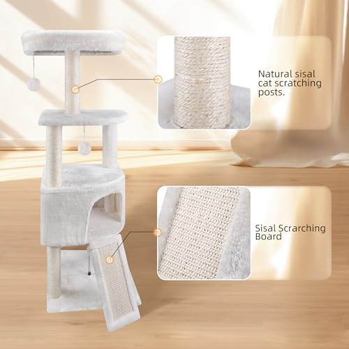 Beige 45in Cat Tree Tower with Condo & Hanging Bed