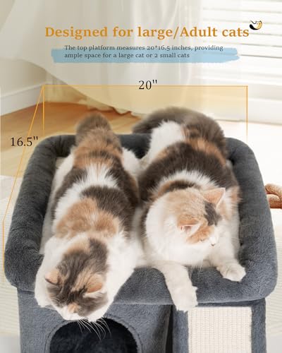 Aechonow Large Cat Tree Tower with Cozy Platform