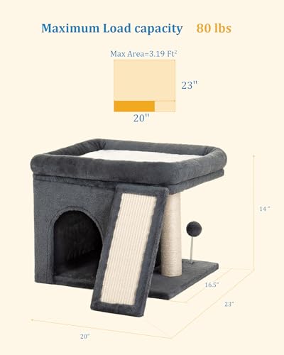 Aechonow Large Cat Tree Tower with Cozy Platform