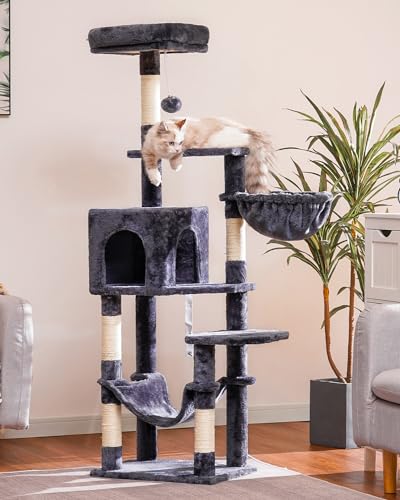 Hey-brother Cat Tree with Large Hammock, Multi-Level Cat Tower